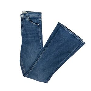 Topshop Moto Jeans Jamie Flare Women 28x32 Tall Blue Stretch High Rise